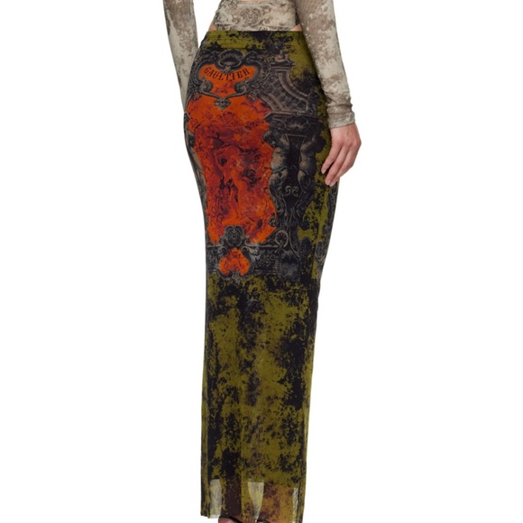 Jean Paul Gaultier Orange and Black Maxi Skirt - Picture 2 of 8